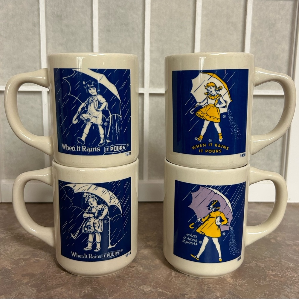 Vintage Morton Salt Coffee Cups-Set of 4